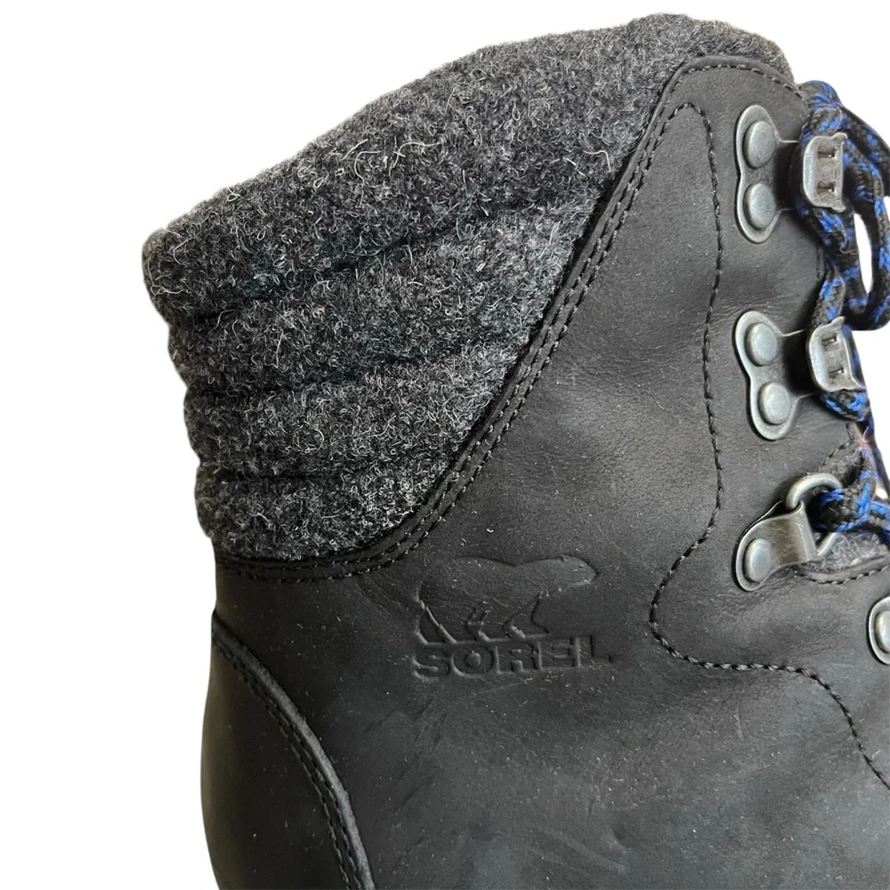 Sorel Conquest Waterproof Wedge Boot Color Black Royal Blue Women’s Size‎ 7